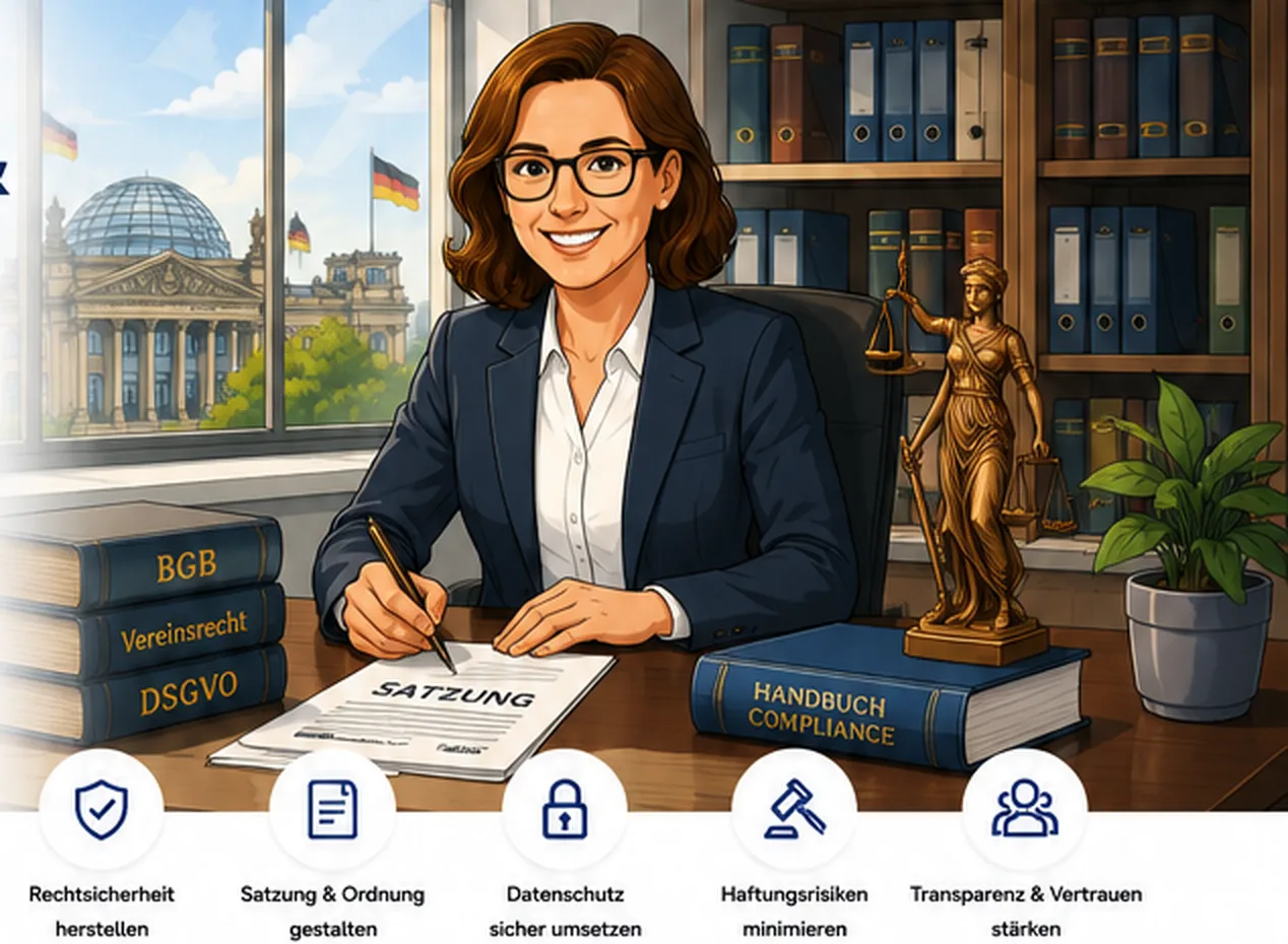 Business-Cartoon zu Recht, Satzung und Compliance für Verbandsgeschäftsführer